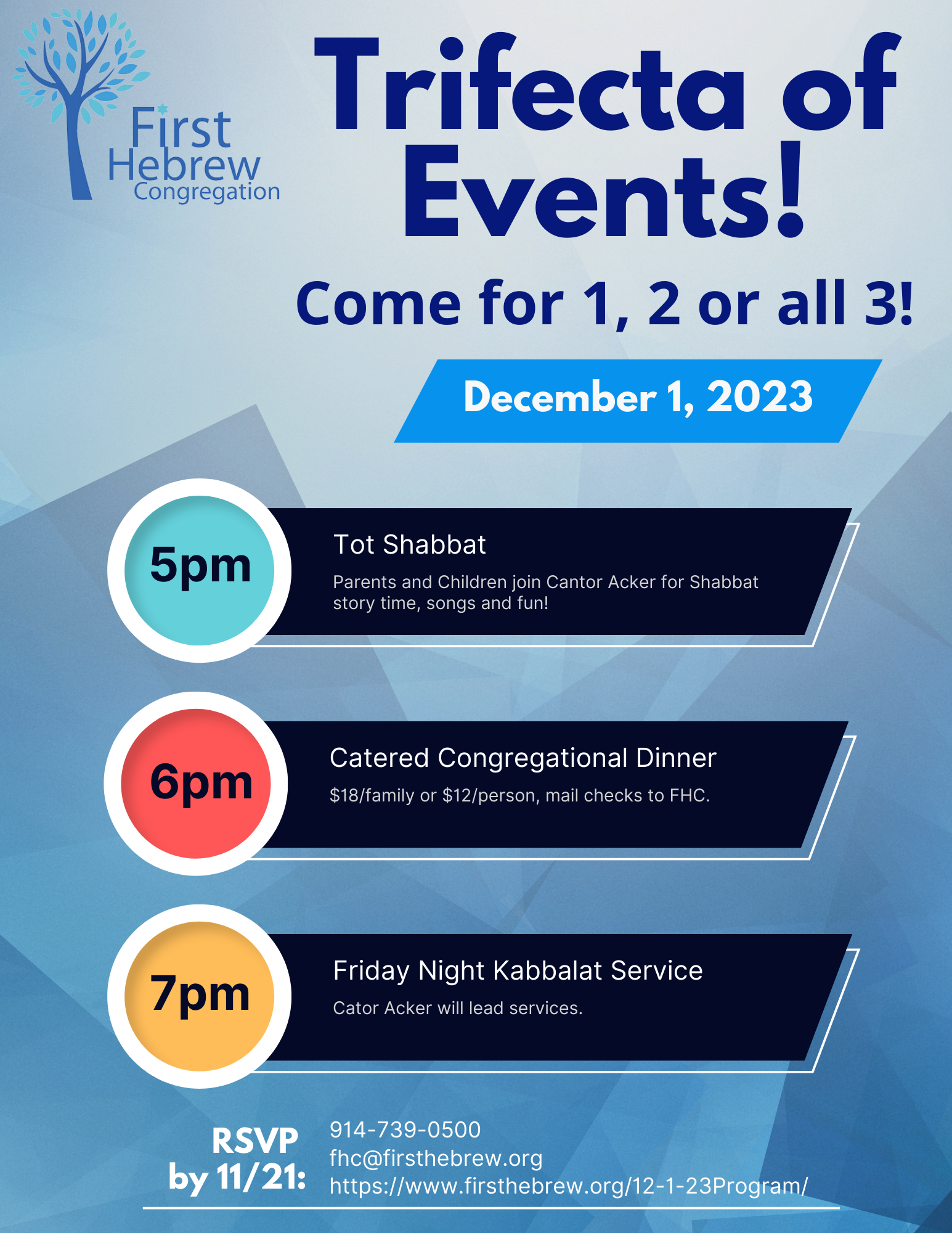 Tot Shabbat, Dinner & Service with Cantor Acker