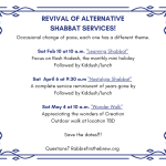 Upcoming Alternative Shabbat Services