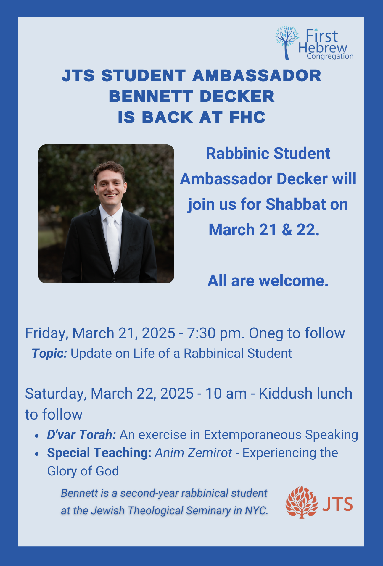 Ambassador Shabbat with Bennett Decker